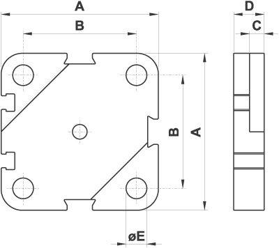 Flangia intermedia per cilindri compatti contrapposti