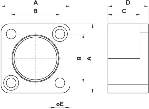 Flangia intermedia per cilindri ISO 6431 contrapposti